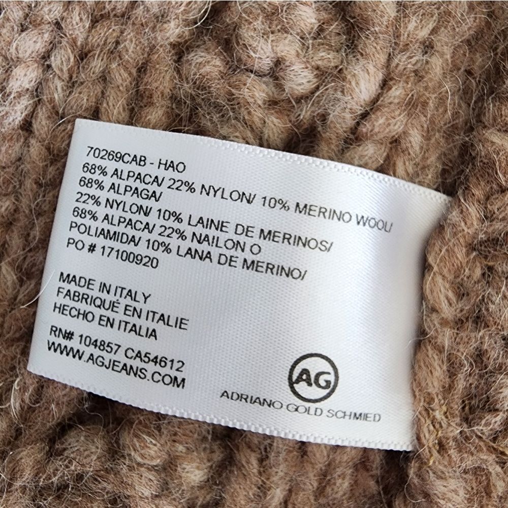 Ag Adriano Goldschmied Jeans Alpaca Wool Tan Camel Cable Knit Cardigan Unisex - Picture 10 of 16